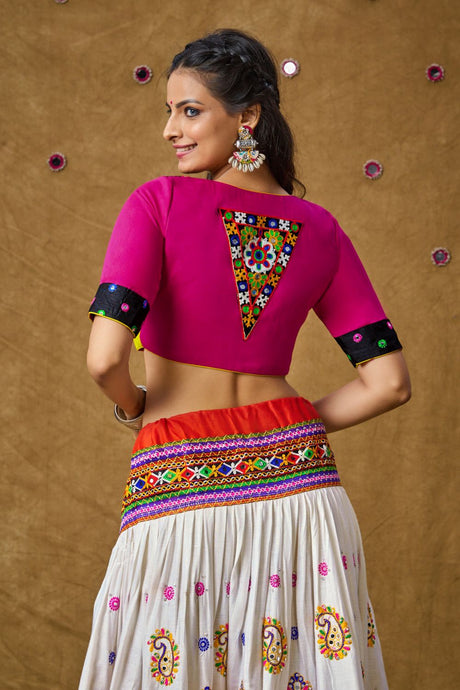 Multicolour Cotton Embroidered Elbow Length Blouse