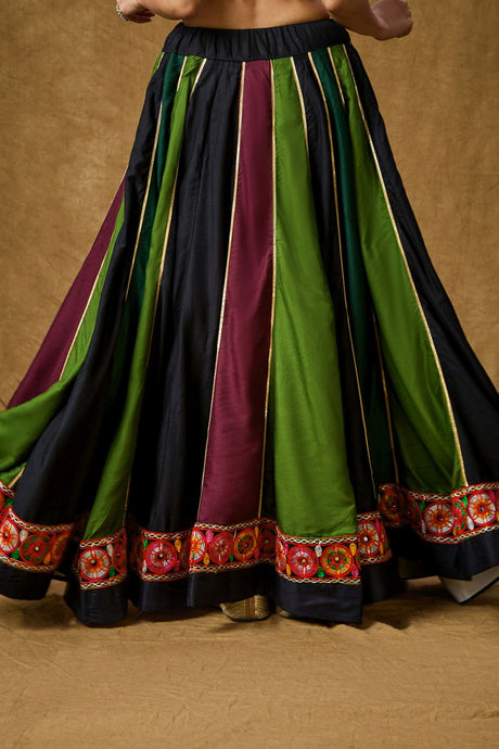 Multi Color Cotton Embroidered Skirt