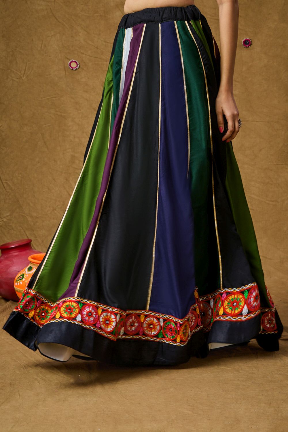 Multi Color Cotton Embroidered Skirt