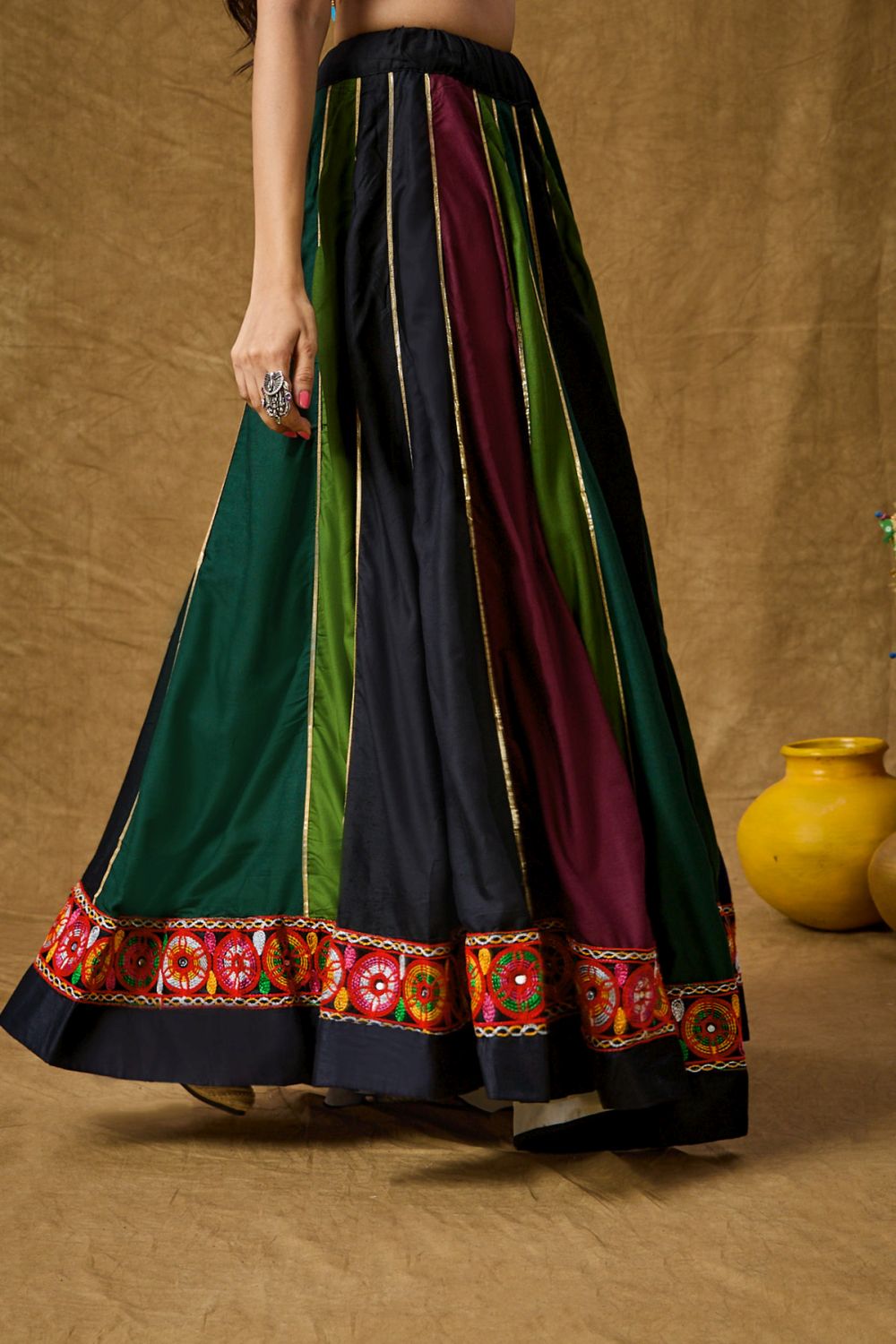 Multi Color Cotton Embroidered Skirt