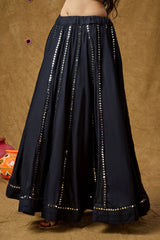 Black Cotton Embroidered Skirt