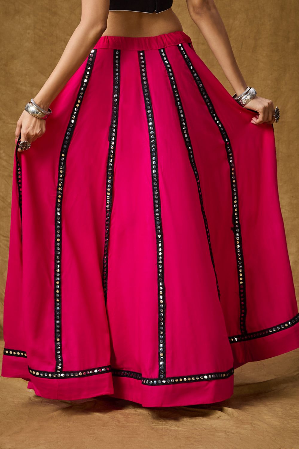 Pink Cotton Embroidered Skirt