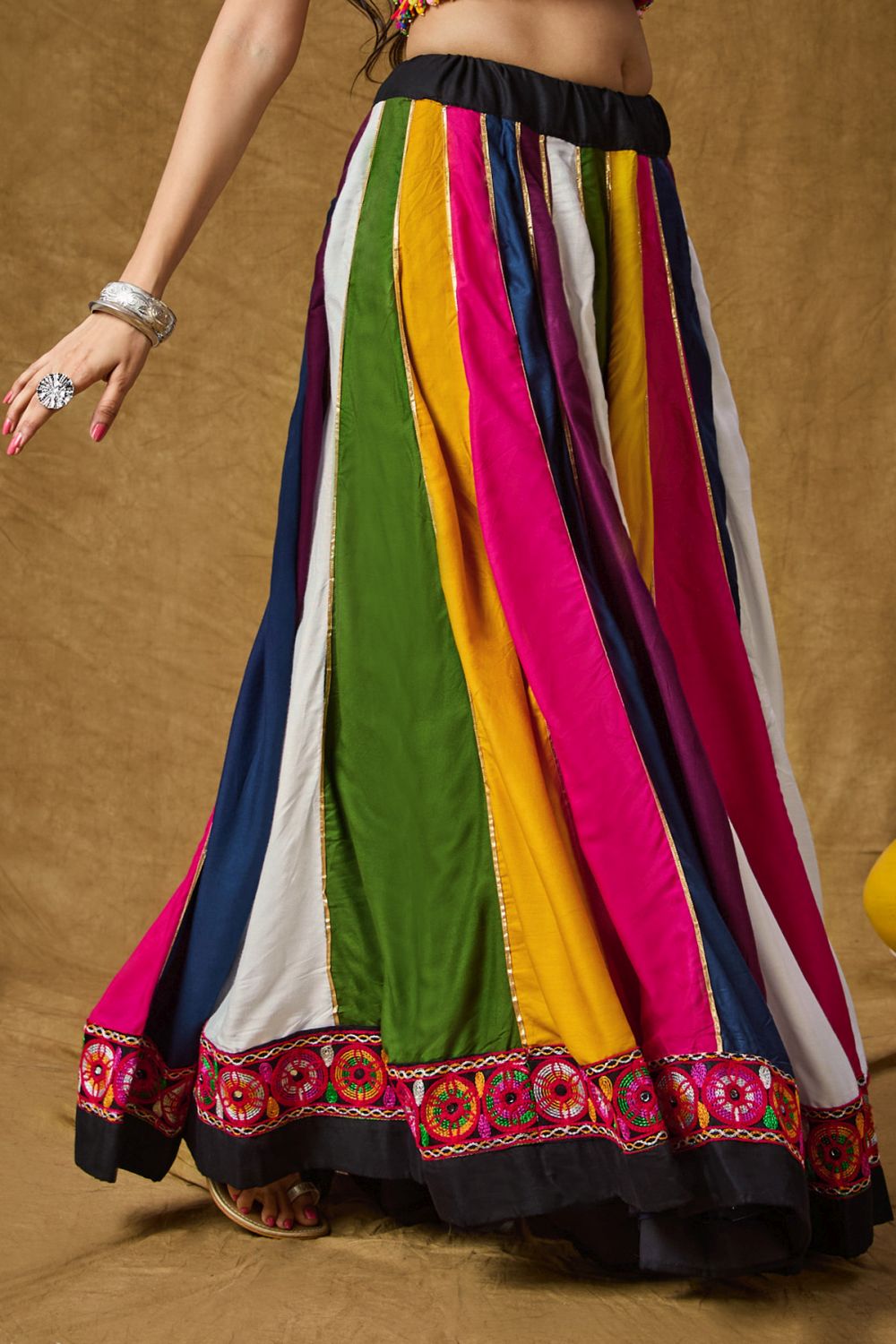 Multi Color Cotton Embroidered Skirt