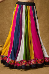 Multi Color Cotton Embroidered Skirt