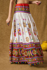 White Cotton Embroidered Skirt