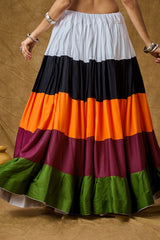 Multi Color Cotton Self Design Skirt