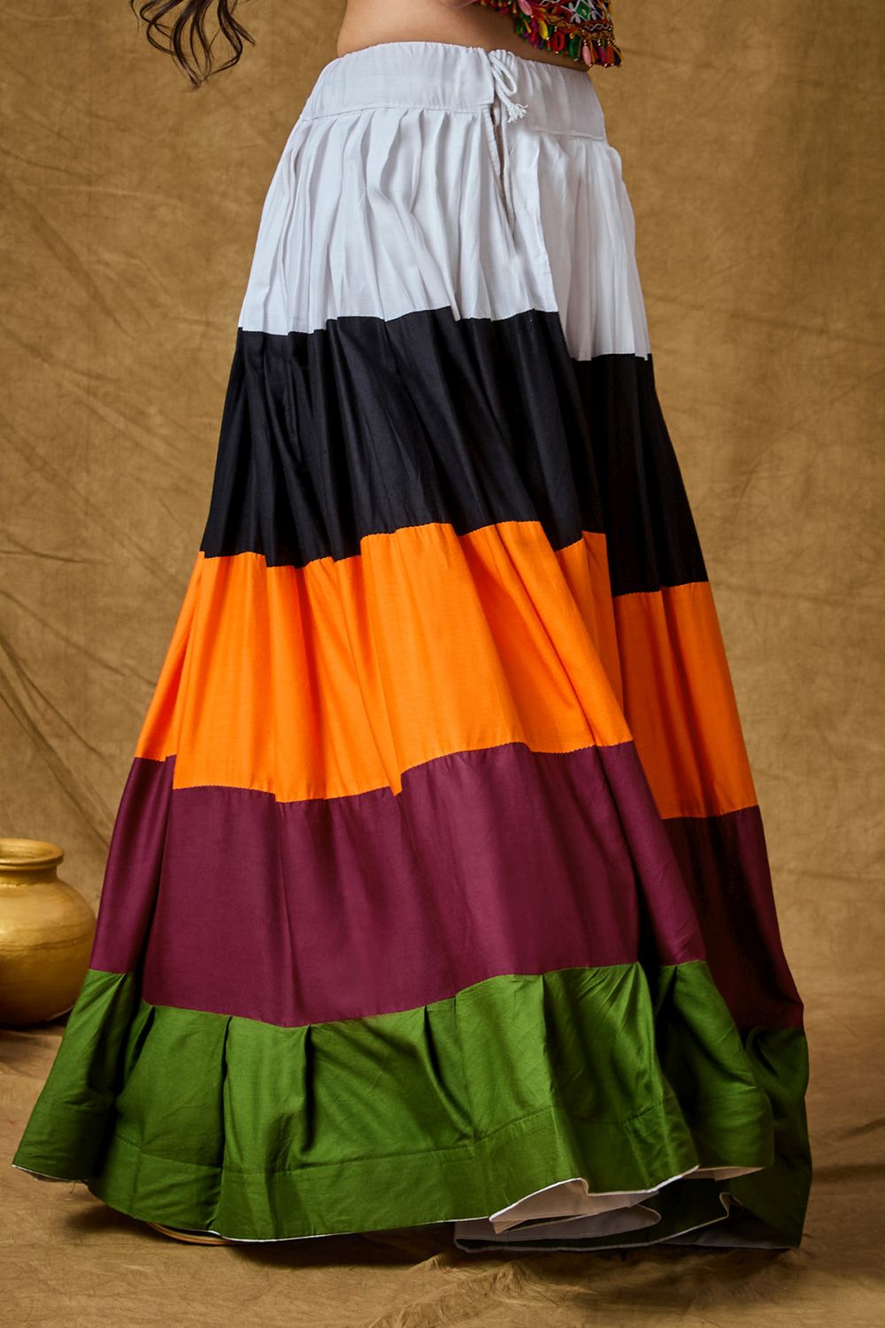 Multi Color Cotton Self Design Skirt