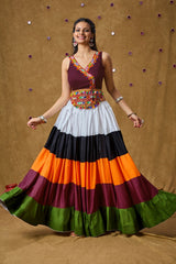 Multi Color Cotton Self Design Skirt