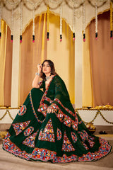 Green Georgette Embroidered Lehenga Choli with Dupatta