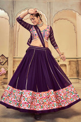 Purple Georgette Embroidered Lehenga Choli with Dupatta