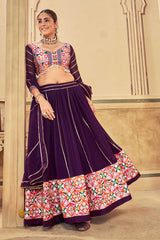 Purple Georgette Embroidered Lehenga Choli with Dupatta