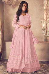 baby pink Georgette Embroidered Pakistani Salwar Kameez
