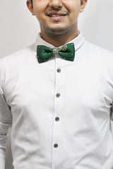 Imralda Green Silk Blend Ethnic Motif Bow Tie