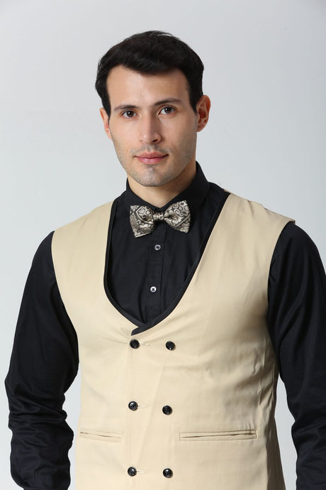 Black Foil Print Modal Bow Tie