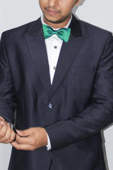 Yara Green Moss Weave Solid Art Silk Bow Tie