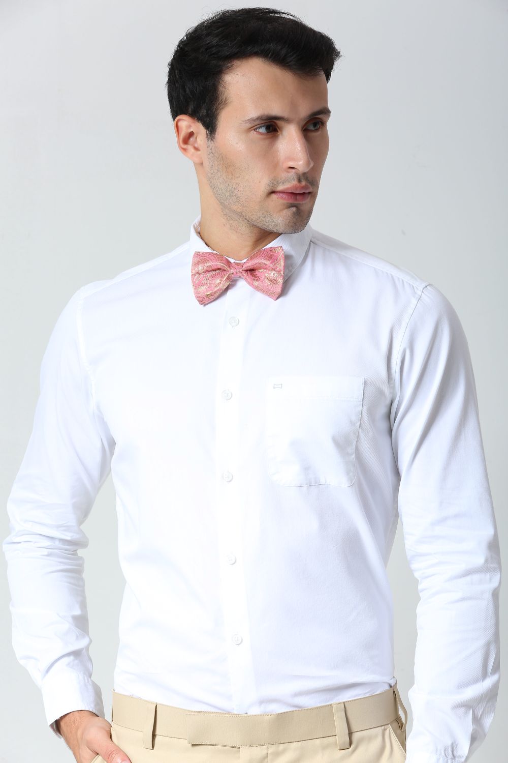 Tia Light Pink Woven Art Silk Bow Tie