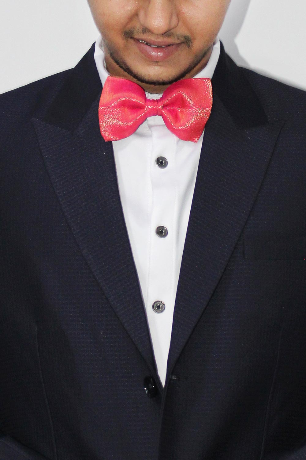 Meena Pink Zari Woven Blended Silk Bow Tie