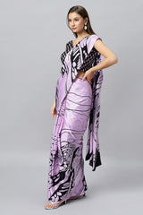 Lorna Lavender Printed Satin Crepe Ready To Wear Saree