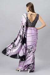 Lorna Lavender Printed Satin Crepe Ready To Wear Saree