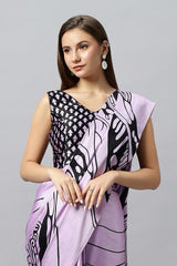 Lorna Lavender Printed Satin Crepe Ready To Wear Saree