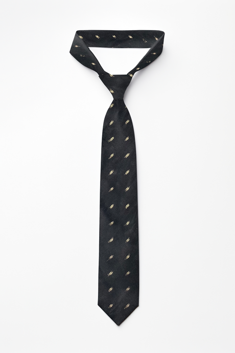 Buy Lata Black Ethnic Gold Buti Silk Black Tie Online