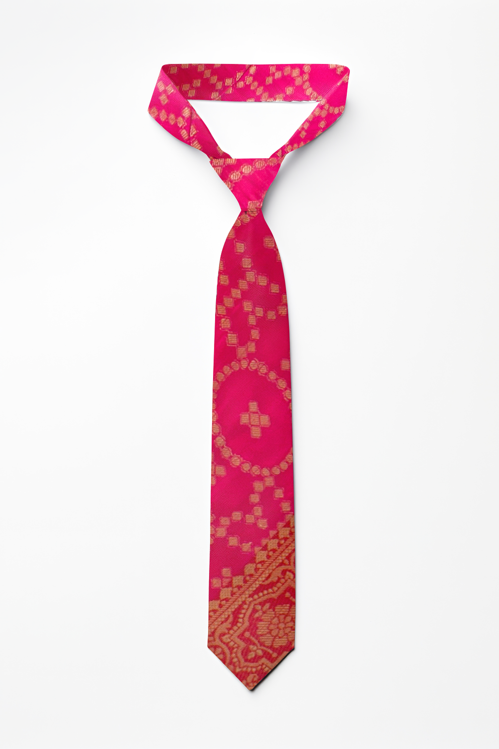 Buy One Minute Saree Ethnic Gold Motif Silk Pink Tie Online