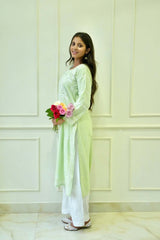 Pakizah Chikankari cotton kurti in Green