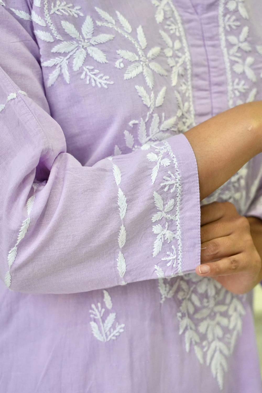 Pakizah Chikankari cotton kurti in Lavender