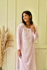 Pakizah Chikankari cotton kurti in Pink