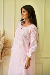 Pakizah Chikankari cotton kurti in Pink