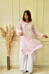 Pakizah Chikankari cotton kurti in Pink