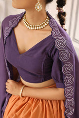 Purple Cotton Flared Lehenga Set