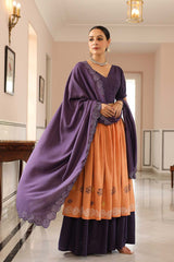 Purple Cotton Flared Lehenga Set