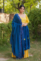 Mustard Cotton Flared Lehenga Set