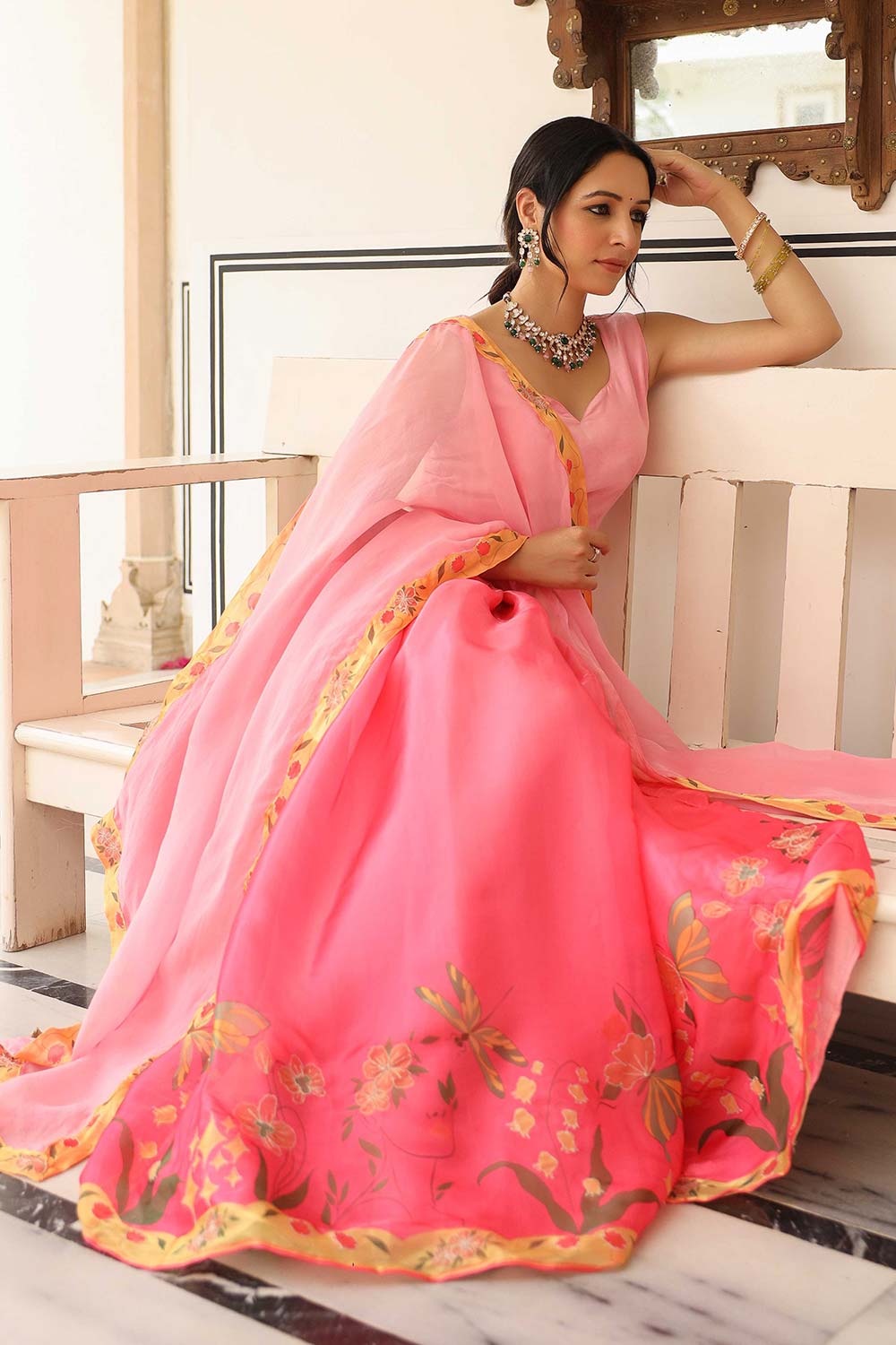 Pink Jimmy Choo Flared Lehenga Set