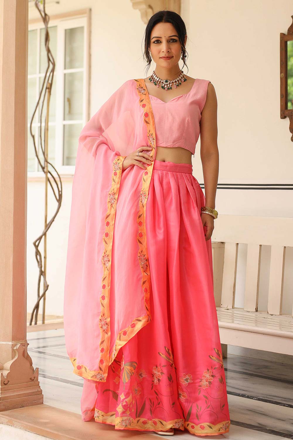 Pink Jimmy Choo Flared Lehenga Set