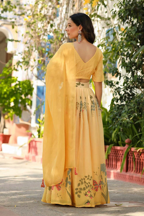 Light Gold Ho Silk Flared Lehenga Set