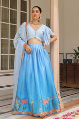 Blue Jimmy Choo Flared Lehenga Set