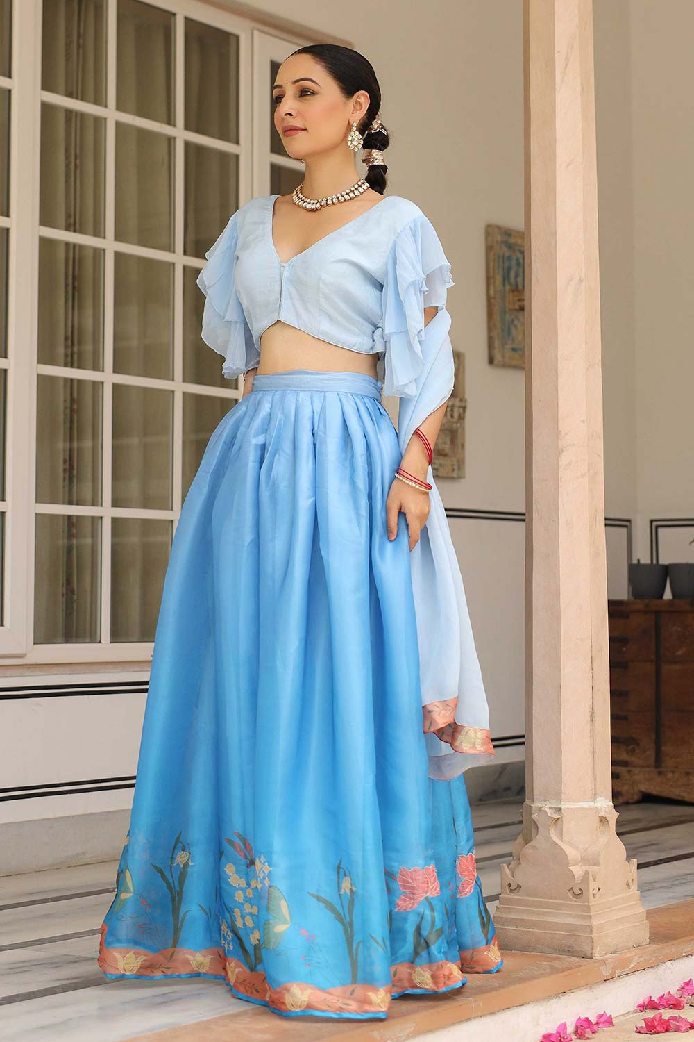 Blue Jimmy Choo Flared Lehenga Set