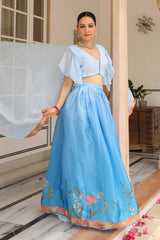 Blue Jimmy Choo Flared Lehenga Set