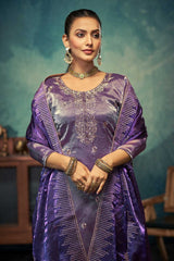 Violet Embroidered Silk Salwar Suit