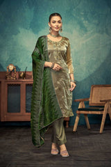 Green Embroidered Silk Salwar Suit