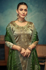 Green Embroidered Silk Salwar Suit