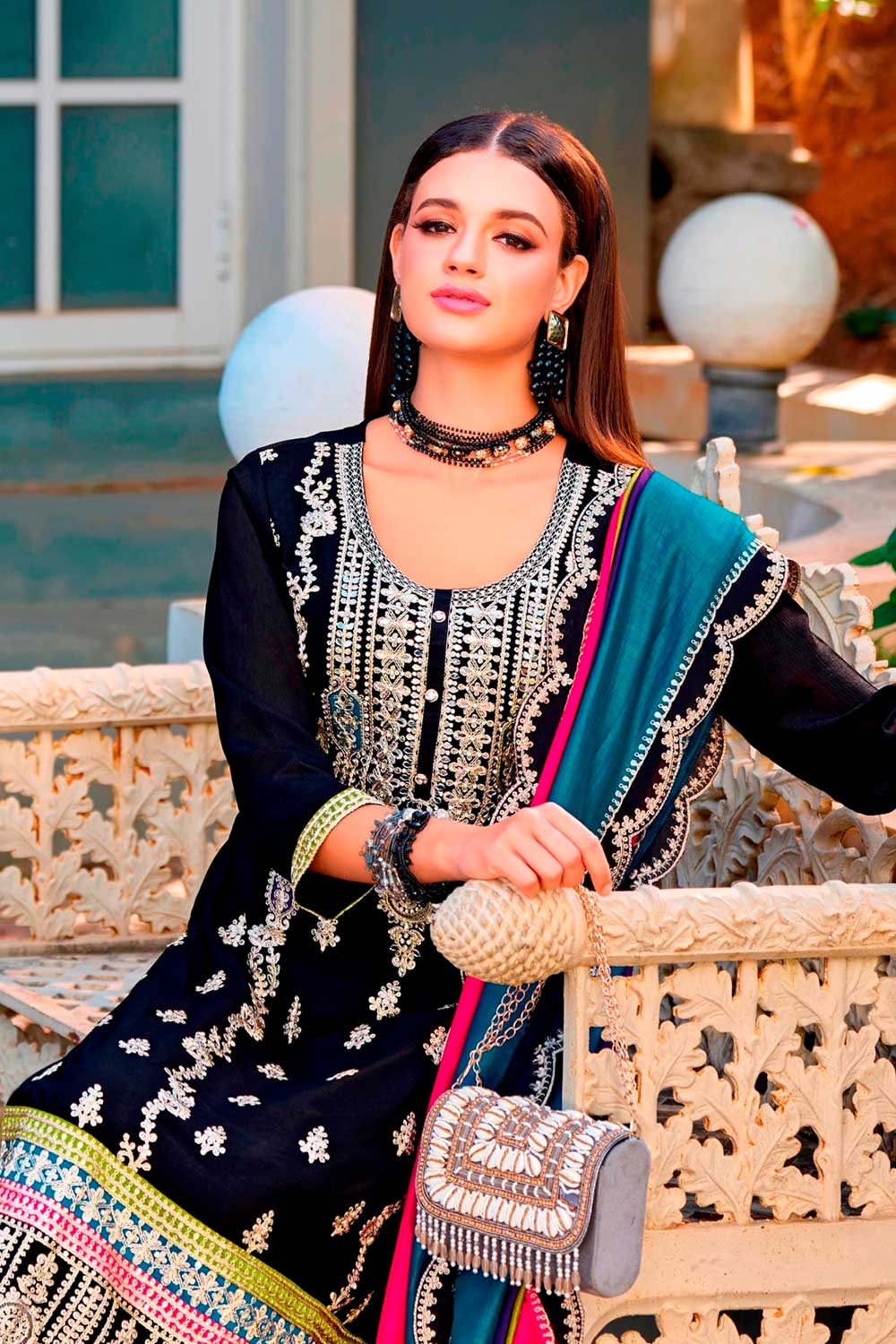 Black Embroidered Santoon Salwar Suit