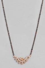 Rose Gold Plated American Diamond And Black Beaded Mangalsutra