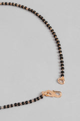 Rose Gold Plated American Diamond And Black Beaded Mangalsutra