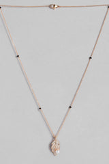 Rose Gold Plated American Diamond And Black Beaded Mangalsutra