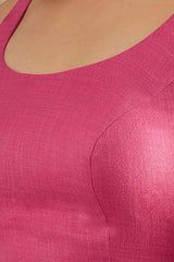 Women's Pink Linen Cotton Solid Padded Blouse