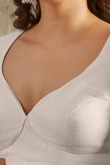 Women's White Linen Cotton Solid Padded Blouse