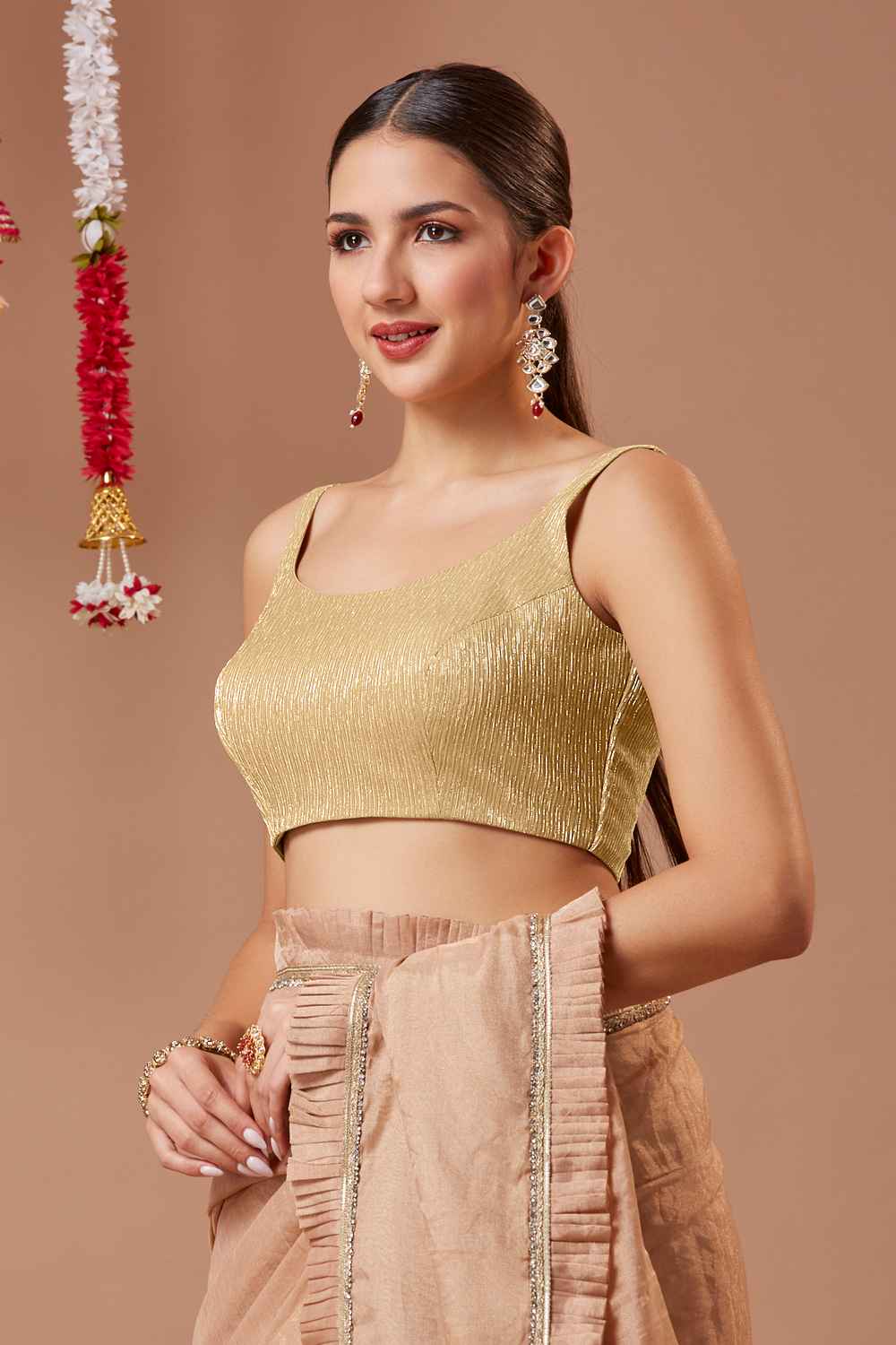 Gold Shimmer Wrinkled Tissue Blouse